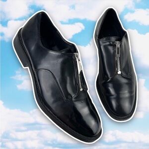 ZARA TRF TRAFALUC Zipped Blucher Vegan Patent Leather Shiny Oxfords Brogues